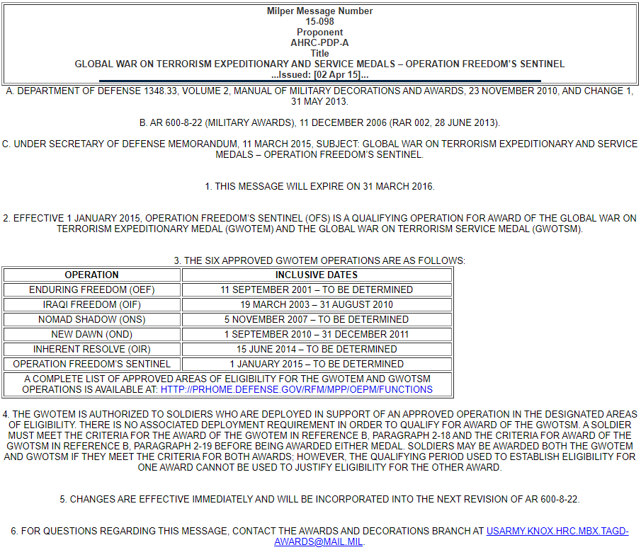 U S Army Service Campaign Medals And Foreign Awards Information